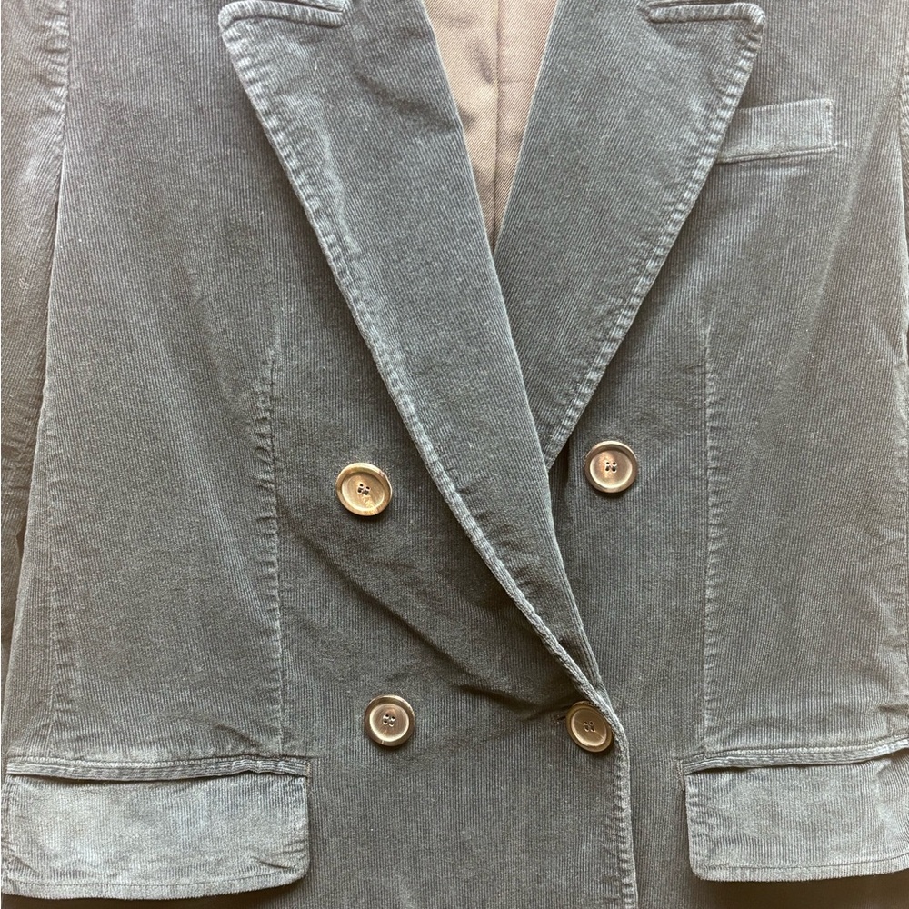 Piazza Sempione Blue Corduroy Double-Breasted Blazer – Size 44 (Made in Italy) - Picture 3 of 15